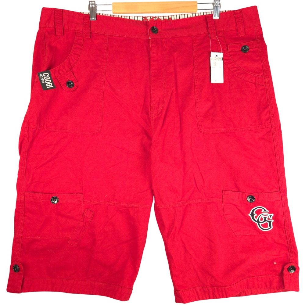 Coogi Mens Red Cargo Shorts Size 46 Cotton Twill Embroidered Logo C52714SHXX